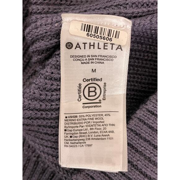 Athleta En Route Hanover Sweater Nightfall Purple Medium Merino Wool Blend - Picture 9 of 10